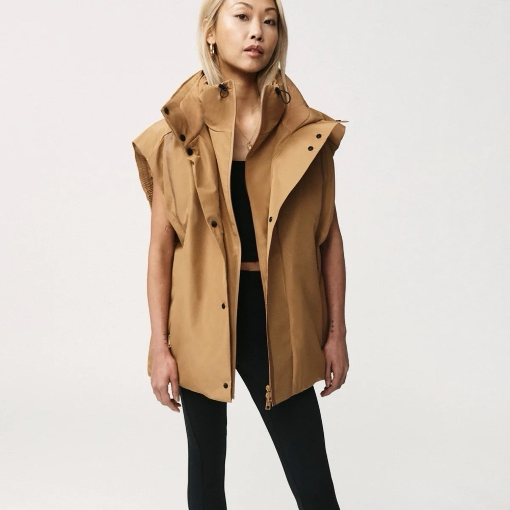 3.1 Phillip Lim Journey Puffer Vest Oversized Tan Brown Unisex XXS